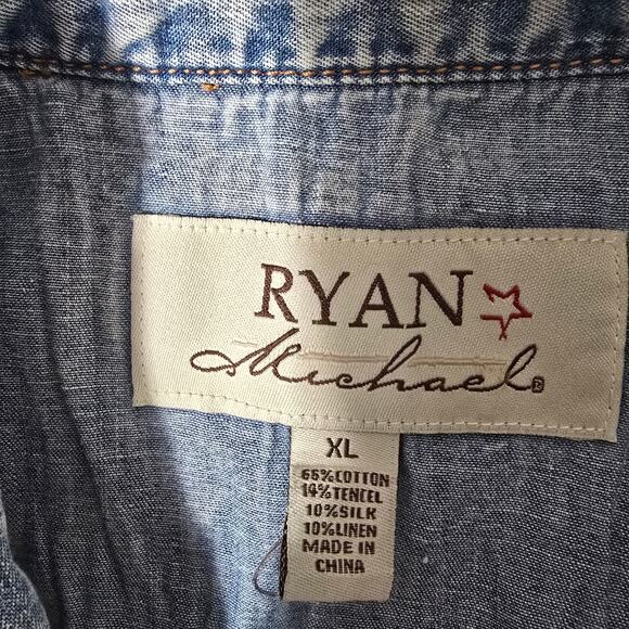 Ryan Micheal Western Denim Snap Button Up Womens Size XL - Picture 4 of 8